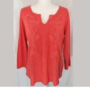 New with tags Lucky Embroidered Coral Top 